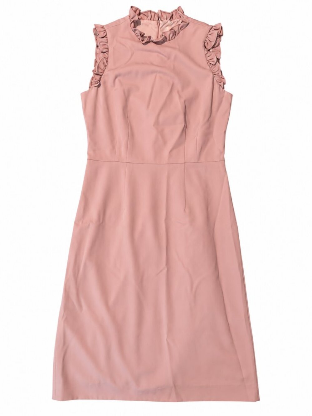 Rebecca Taylor Blush Pink Ruffle Neck Sleeveless Sheath Dress Size 4
